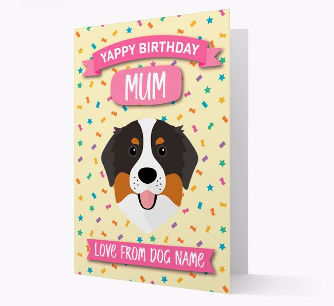 Personalised Card 'Yappy Birthday Mum' with {breedCommonName} Icon